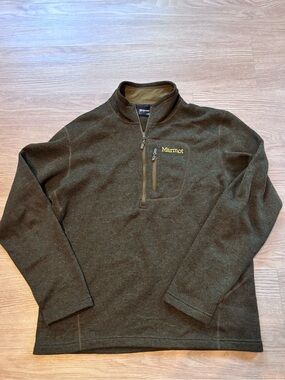 Marmot Men's L Drop Line 1/2 Zip Fleece Pullover Sweatshirt Green Outdoor Hiking